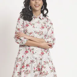 ANGOORI FASHION Floral Print Puff Sleeve Layered A-Line Dress-image-12