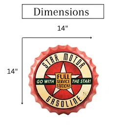 eazy wagon Yellow & Red Bottle Caps Printed Metal Wall Hangings-image-91