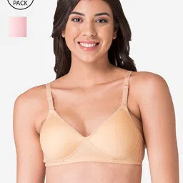KOMLI Pack Of 2 Beige & Pink T-shirt Bra - Lightly Padded-picture-8