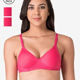 KOMLI Pink T-shirt Bra Lightly Padded T-shirt Bra Pack of 3-picture-46