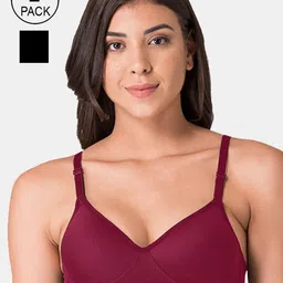KOMLI Pack of 2 Magenta & Black T-shirt Bra - Lightly Padded-picture-39
