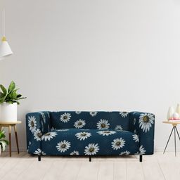 HOUSE OF QUIRK Green & White Printed 3-Seater Stretchable Non-Slip Sofa Slipcover-image-45