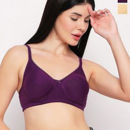 TOFTY Pack Of 2 Full Coverage Non Padded Cotton T-shirt Bras With All Day Comfort-picture-21