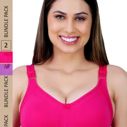 LADYLAND Pack Of 2 Assorted Non Wired Support Cotton T-shirt Bra-20