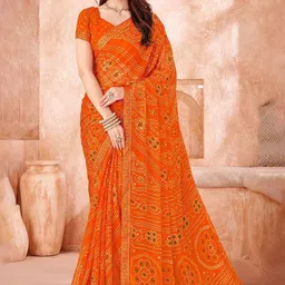 Reboot Fashions Bandhani Zari Pure Chiffon Bandhani Saree-53