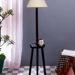 Devansh Brown & White Wooden Floor Lamp-image-89