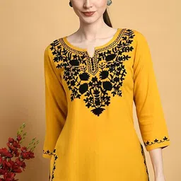 Naida Floral Embroidered Chikankari Chikankari Kurti-image-99