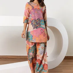 HUKUM Printed Pure Cotton Top With Palazzo Co-Ords-picture-51