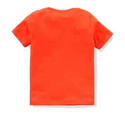 KAVEE Pure Cotton Half Sleeves Artistic Text Printed Bio Washed Tee -Orange image 2