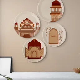 nestroots Beige & Brown Printed Ceramic Wall Plate-picture-15