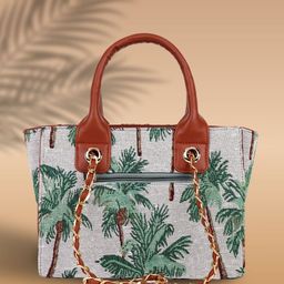 LIKE STYLE Tropical Textured Jute Structured Shoulder Bag image 3