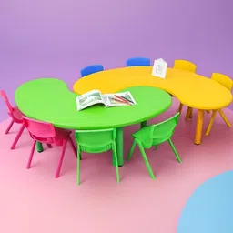 Ehomekart Kids Set Of 2 Adjustable Height Study Tables With 10 Chairs-16