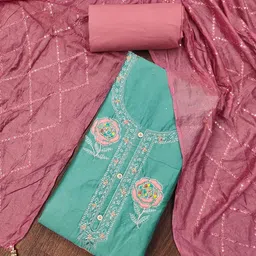LeeliPeeri Designer Floral Embroidered Thread Work Unstitched Dress Material-image-81