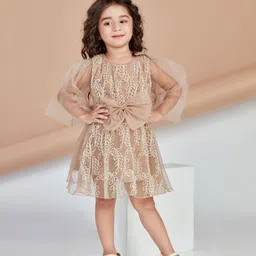 Peppermint Flared Sleeve Net A-Line Dress-image-90