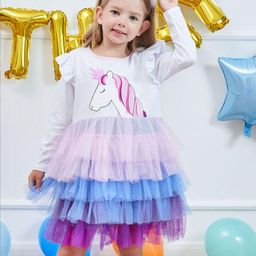 INCLUD Girls Graphic Printed Layered Fit & Flare Dress-image-37