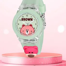 SWADESI STUFF Unisex Kids Dial & Straps Analogue Multi Function Watch MULTI LIGHT GREEN PANDA-11