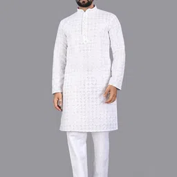 Leipzig Fashion Men Solid Cotton Straight Kurtas-picture-18