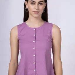 Saffron Threads Round Neck A-Line Top-image-69