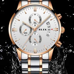 ALIX Men Patterned Dial & Stainless Steel Bracelet Style Straps Analogue Chronograph Watch AL2309 SWRG-78