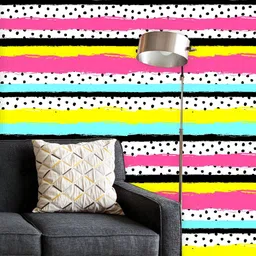 ArtzFolio Printed UV-Resistant Anti-Bacterial Abstract Stripes Dots Peel & Stick Wallpaper-5