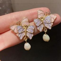 Amrav Purple Butterfly Drop Earrings-image-6
