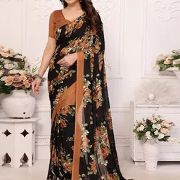 The Textile Hub Floral Poly Georgette Saree-picture-33