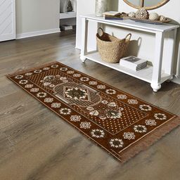 Kuber Industries Brown Flower print Bedside Runner-17