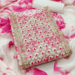 Ishin Floral Embroidered Zari Work Pure Cotton Unstitched Dress Material-picture-29