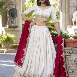 A TO Z CART Embroidered Ready to Wear Lehenga & Unstitched Blouse With Dupatta-21