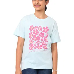 Nuego Girls Floral Printed Bio Finish T-shirt-image-55