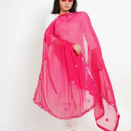 Karthav Fashion Floral Embroidered Mirror Work Chiffon Barfi Dupatta-picture-27