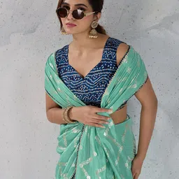PBS PRINTS Floral Woven Design Gotta Patti Saree-22