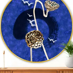 Myntra Elegant Homes Blue & Black Abstract Canvas Wall Art-image-87