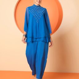 Antheaa Embellished Round Neck Top With Trousers-picture-35