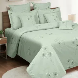 SWAYAM Green Floral 250 TC King Bedsheet with 2 Pillow Covers-image-30