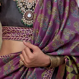 Anouk Ajrak Block Printed Banarasi Saree image 5