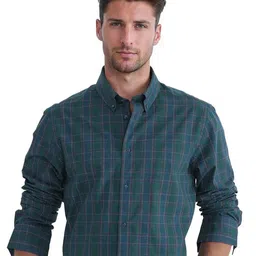 RARE RABBIT Men Comfort Button-Down Collar Checked Cotton Casual Shirt-image-6