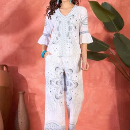 Sangria Printed Pure Cotton Tunic & Trousers Co-Ords-picture-14