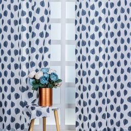 Parda Online White & Grey 2 Pieces Floral Printed Linen Long Door Curtain-image-88
