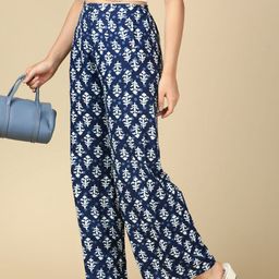 PYNK Women Ethnic Motifs Printed Knitted Palazzos-image-9