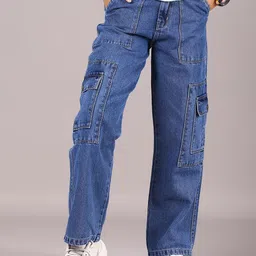 V-Mart Girls Cotton Regular Fit Mid-Rise Light Fade Jeans-image-52