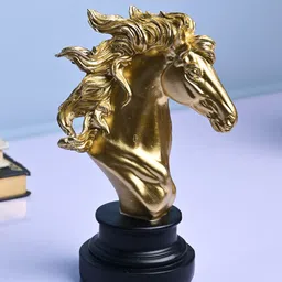 MARKET99 Gold-Toned & Black Ceramic Figurine Horse Shaped Showpiece-image-46