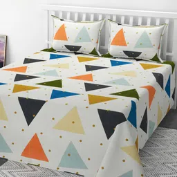 CLIO'S HERITAGE STORE White & Red Printed 210 TC Queen Bedsheet Set 2.28 m x 2.28 m-image-51