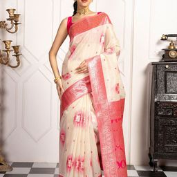 MIMOSA Woven Design Zari Art Silk Kanjeevaram Saree With Blouse Piece-image-26