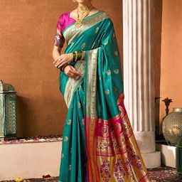 KALINI Woven Design Zari Silk Blend Banarasi Saree-picture-20