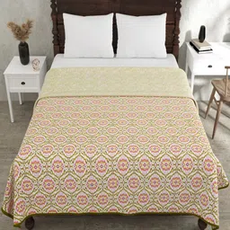 Myntra Elegant Homes Green 180 GSM Ethnic Motifs Cotton AC Room Double Bed Dohar-picture-24
