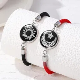 PASU FASHION Unisex Set of 2 Luminous Couple Sun Moon Wraparound Bracelets-picture-40