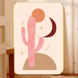 SAF Pink & Brown Cactus Printed Wall Art-image-57
