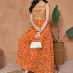 KALINI Square Neck Georgette Bandhani Print Embroidery Anarkali Kurta-picture-53
