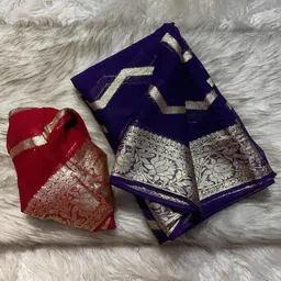 PAYAL CREATION Striped Zari Pure Georgette Saree-image-91